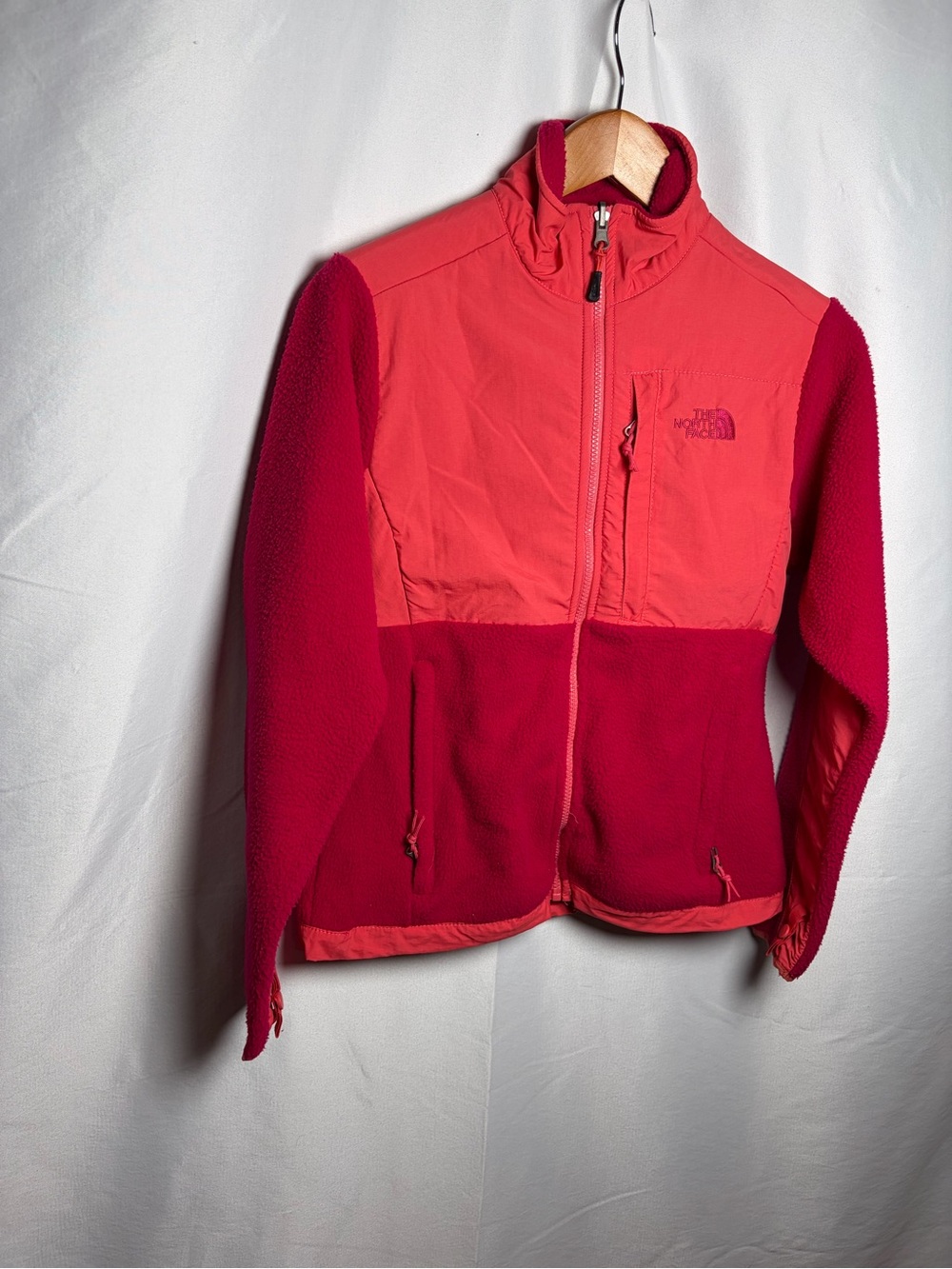 The North Face Two-Tone Red/Pink  orange Teddy Fleece Jacket
